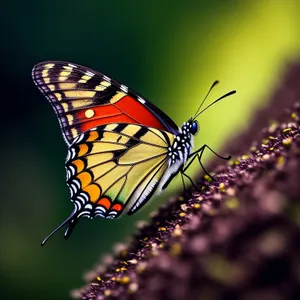 Vibrantly Colored Monarch Butterfly Amidst Flower Garden.