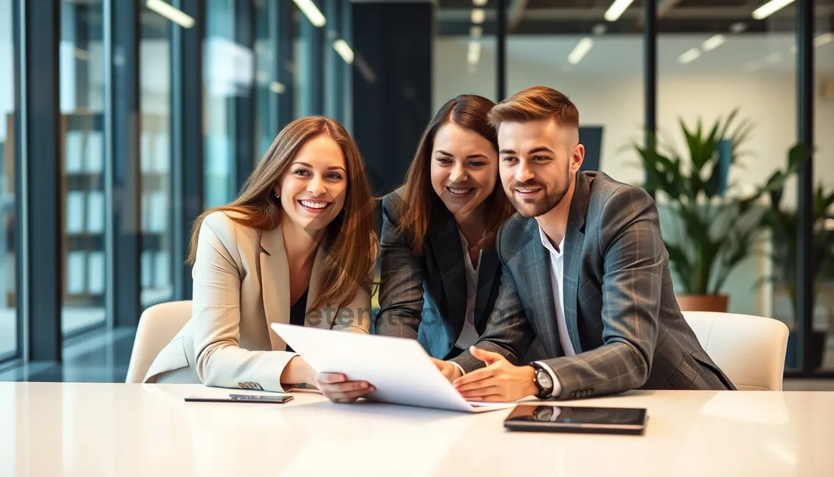 Picture of Professional Businesswoman and Man Smiling in Office Meeting