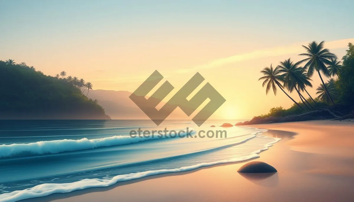 Picture of Tropical Sunset by the Ocean