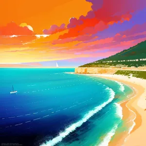 Serene Sunset on Sandy Beach