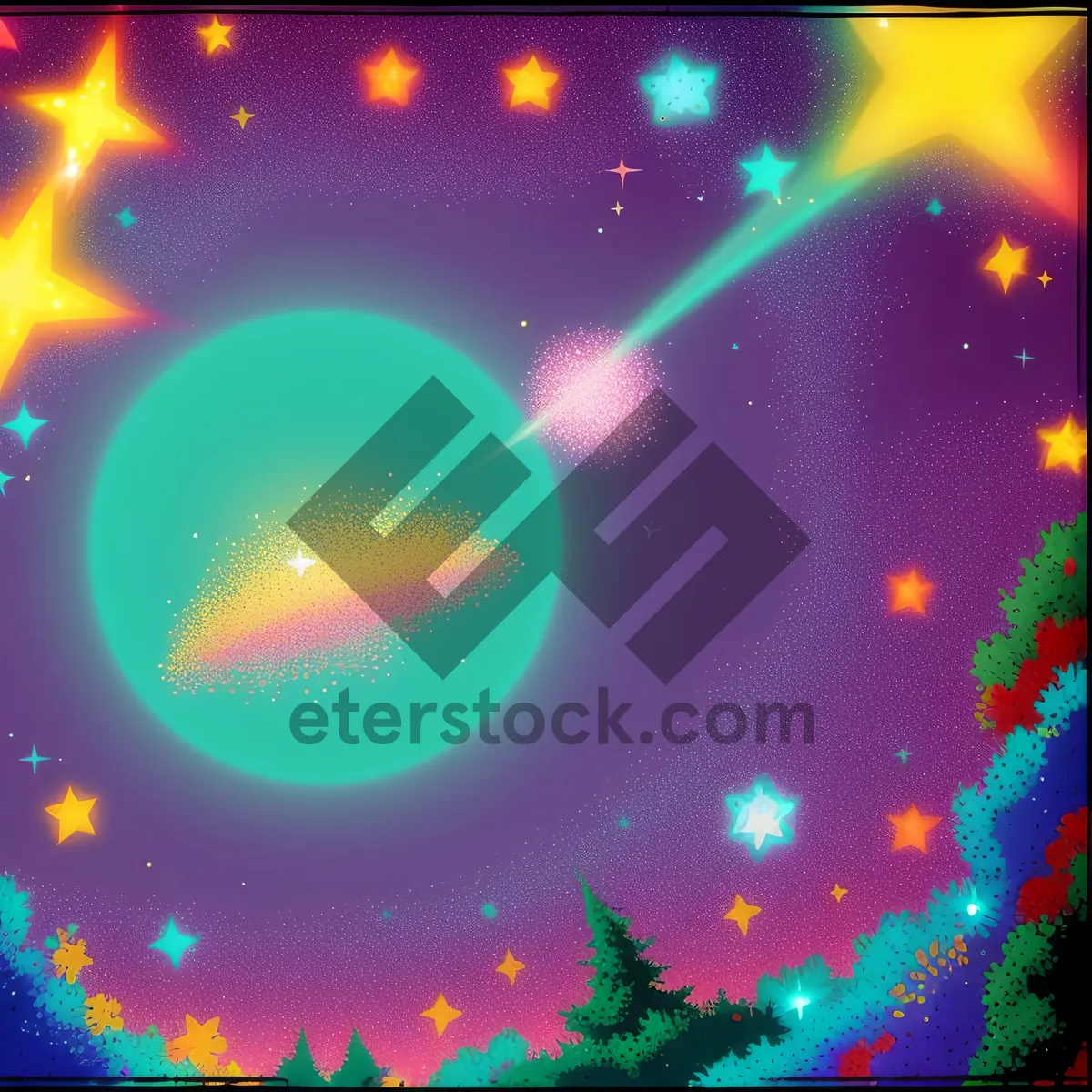 Picture of Cosmic Starry Night Glow Artistic Black Graphic Texture