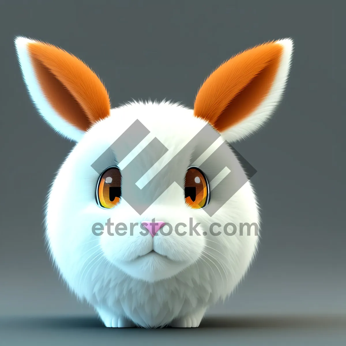 Picture of Cute Bunny with Fluffy Fur in Studio Portrait