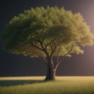 Serene Oak in Summer Landscape