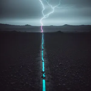 Laser Sunset Sky: Illuminated Landscape with Stormy Clouds