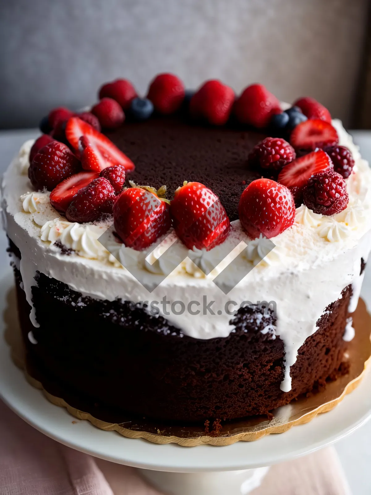 Picture of Delicious Berry Chocolate Cake - Gourmet Dessert Illustration