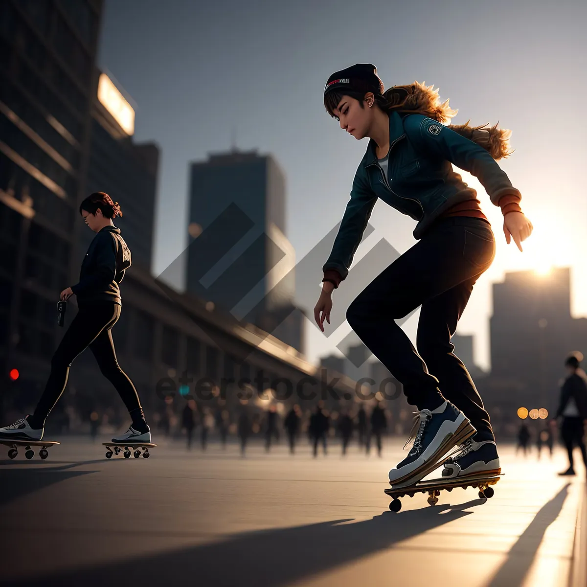 Picture of Active male skateboarder showcasing trendy urban style.