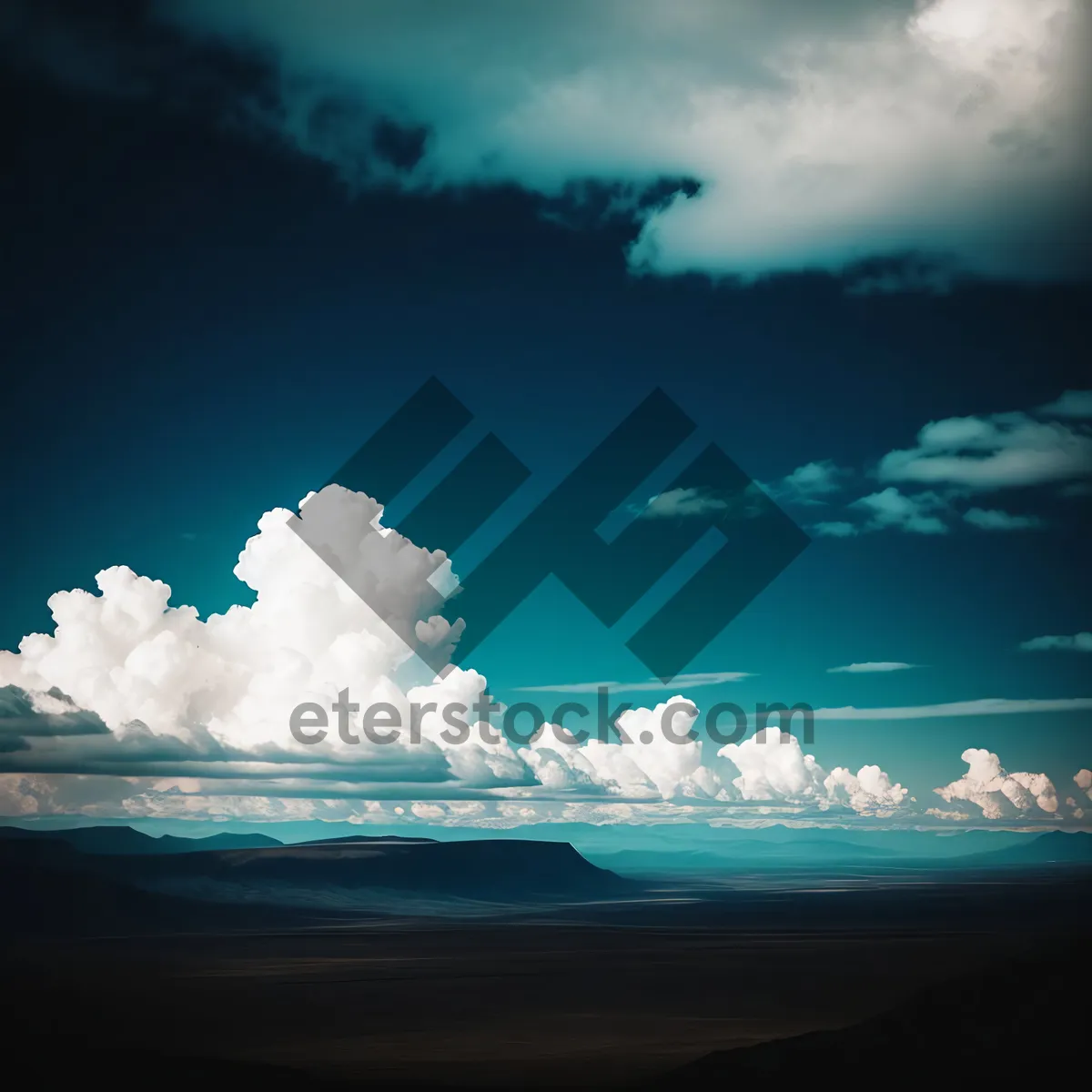 Picture of Vibrant Summer Sky with Fluffy Clouds