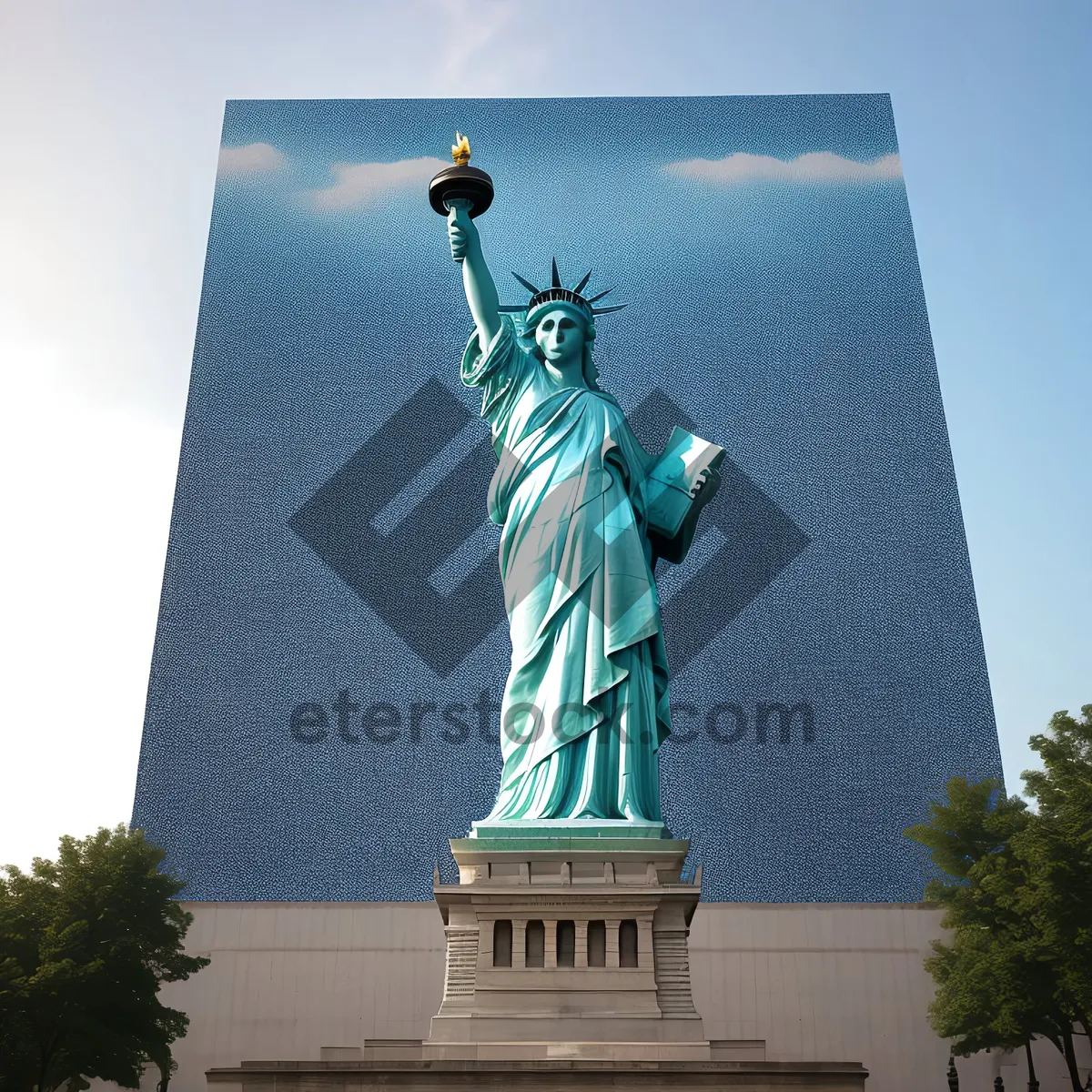 Picture of Monumental Tower Silhouette Standing Against Majestic Sky