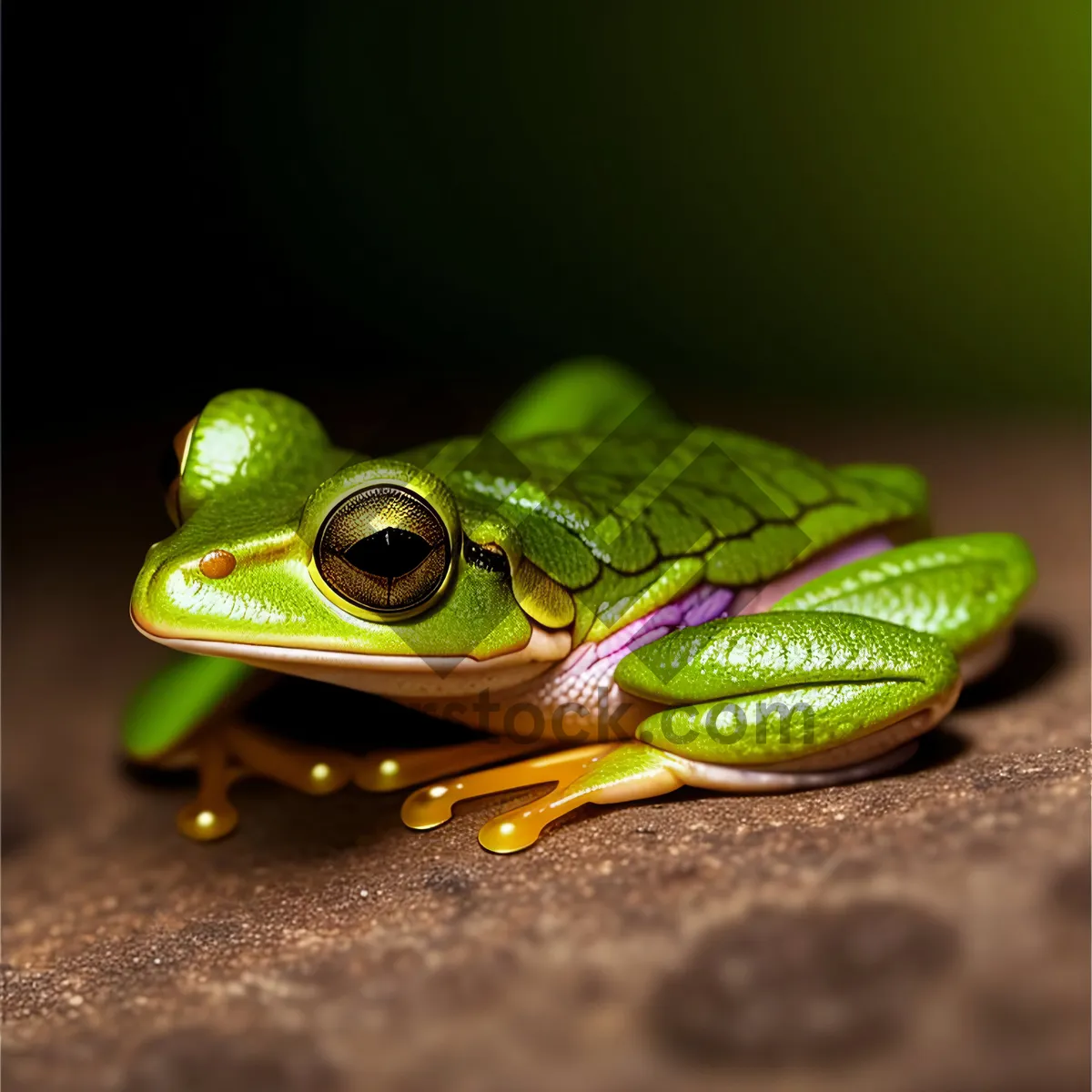 Picture of Vibrant Eyed Tree Frog: Nature's Colorful Abstraction