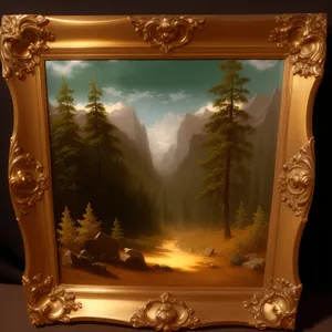 Antique Gold Framed Glass Art Decor