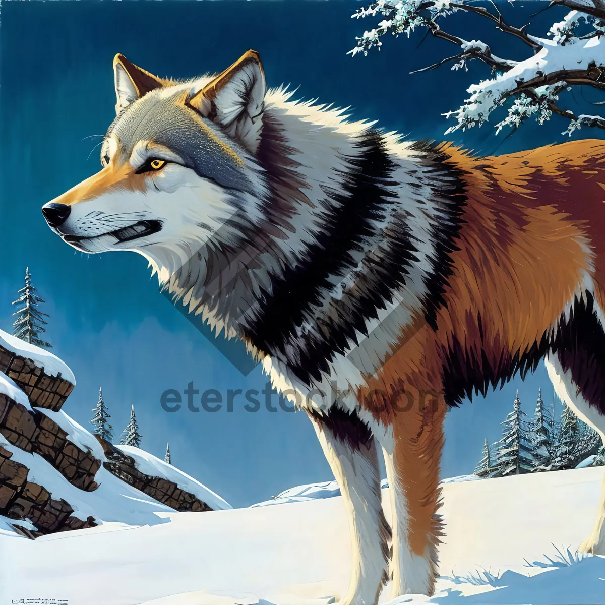 Picture of Majestic Winter Canine - Red Wolf