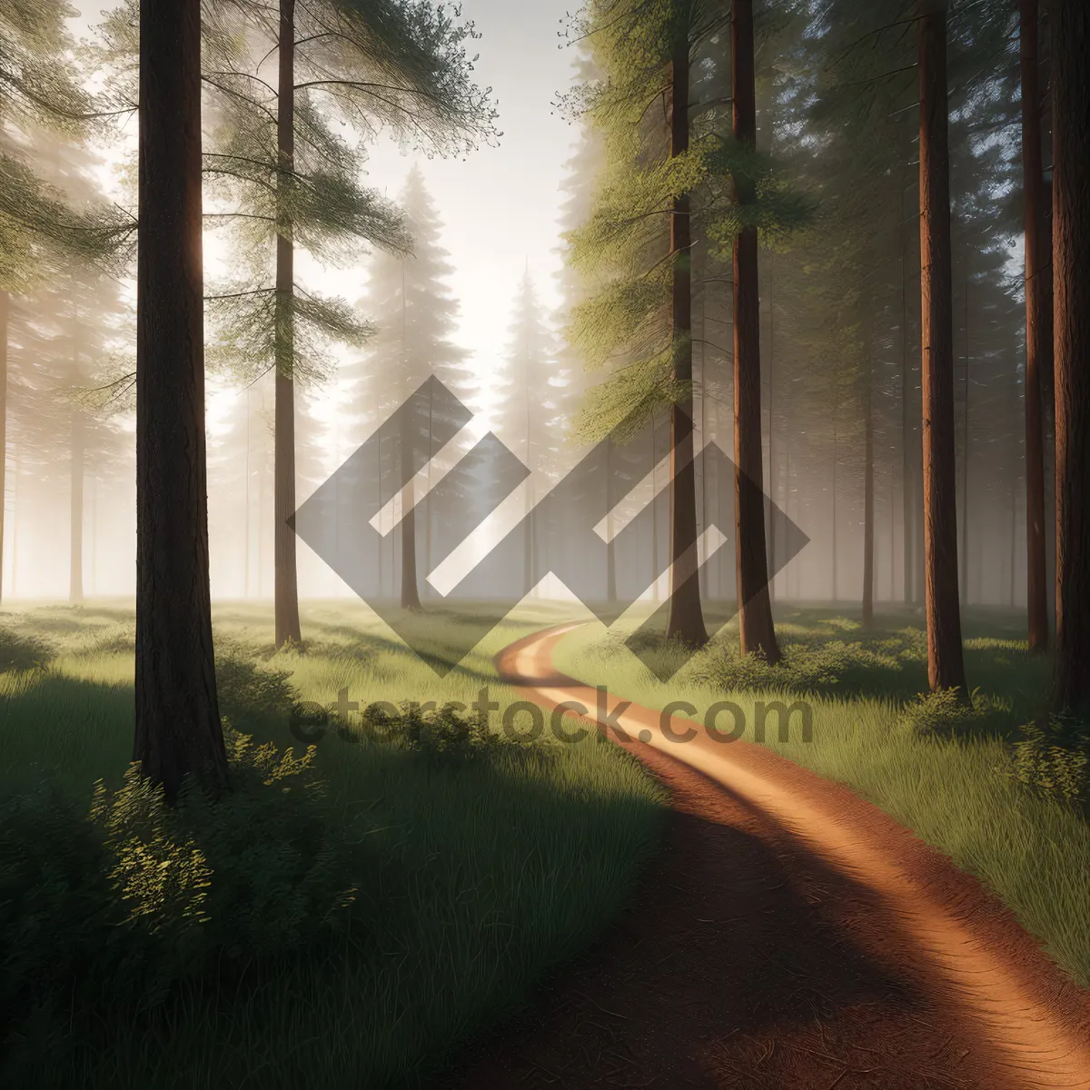 Picture of Misty Morning Forest Trail with Sliding Door