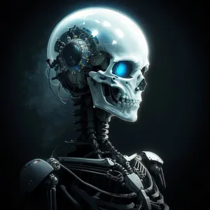 3D human skull lamp on planet earth