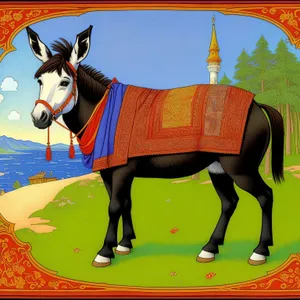 Equine Support: Majestic Stallion Wearing Saddle Blanket