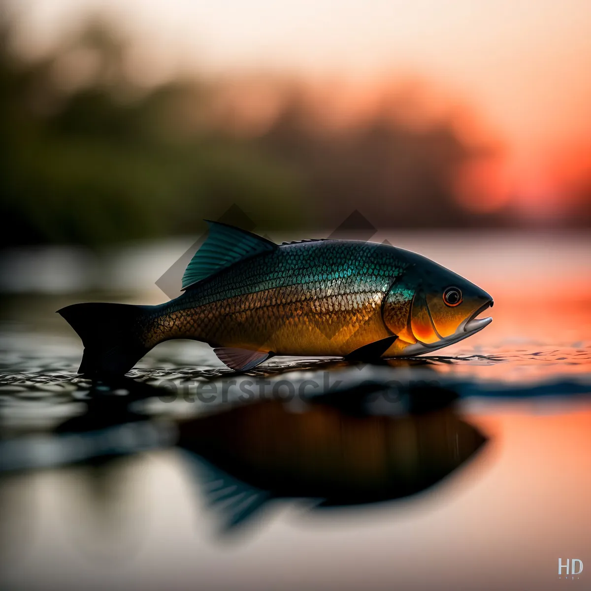 Picture of Goldfish Swimming in a Colorful Aquarium