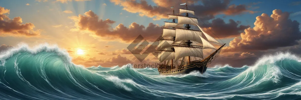 Picture of Sunset waves on rocky coastline
