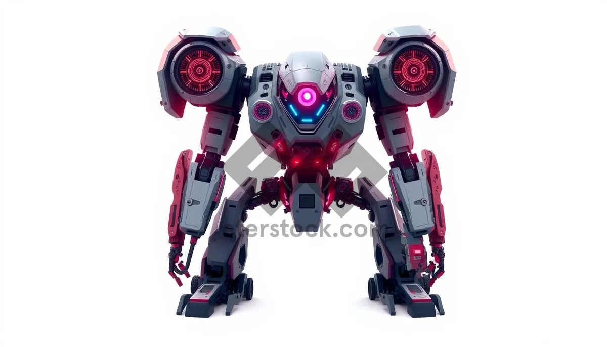 Picture of Cute futuristic 3D robot character in cartoon style.