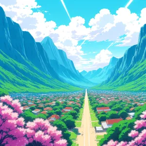 Vibrant Summer Countryside with Clear Blue Sky