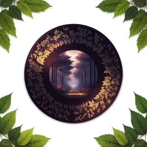 Greenery-Infused Decorative Symbol in Artistic Circle Frame