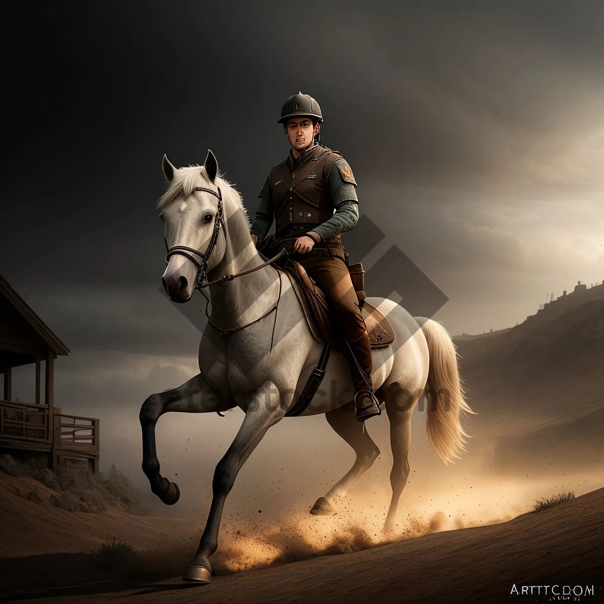 Picture of Rider on Stallion with Western Saddle