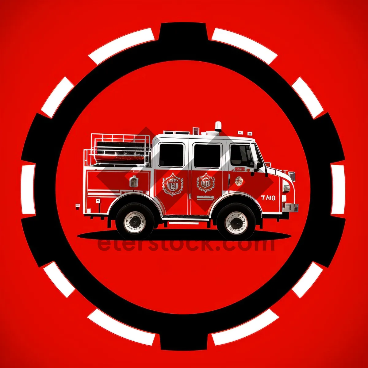 Picture of Fire Station Icon: Facility Symbol in Round Button