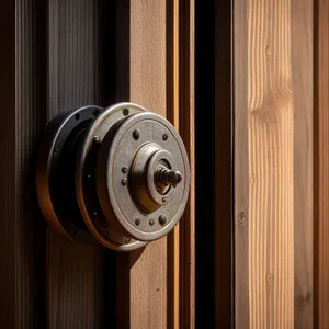 Vintage Metal Combination Lock on Wooden Door