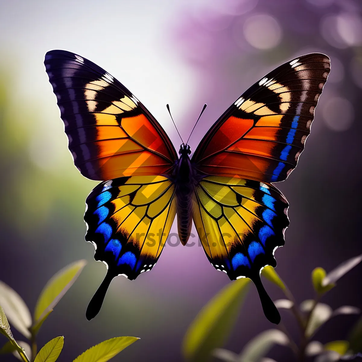 Picture of Vibrant Monarch Butterfly on Colorful Viola Flower