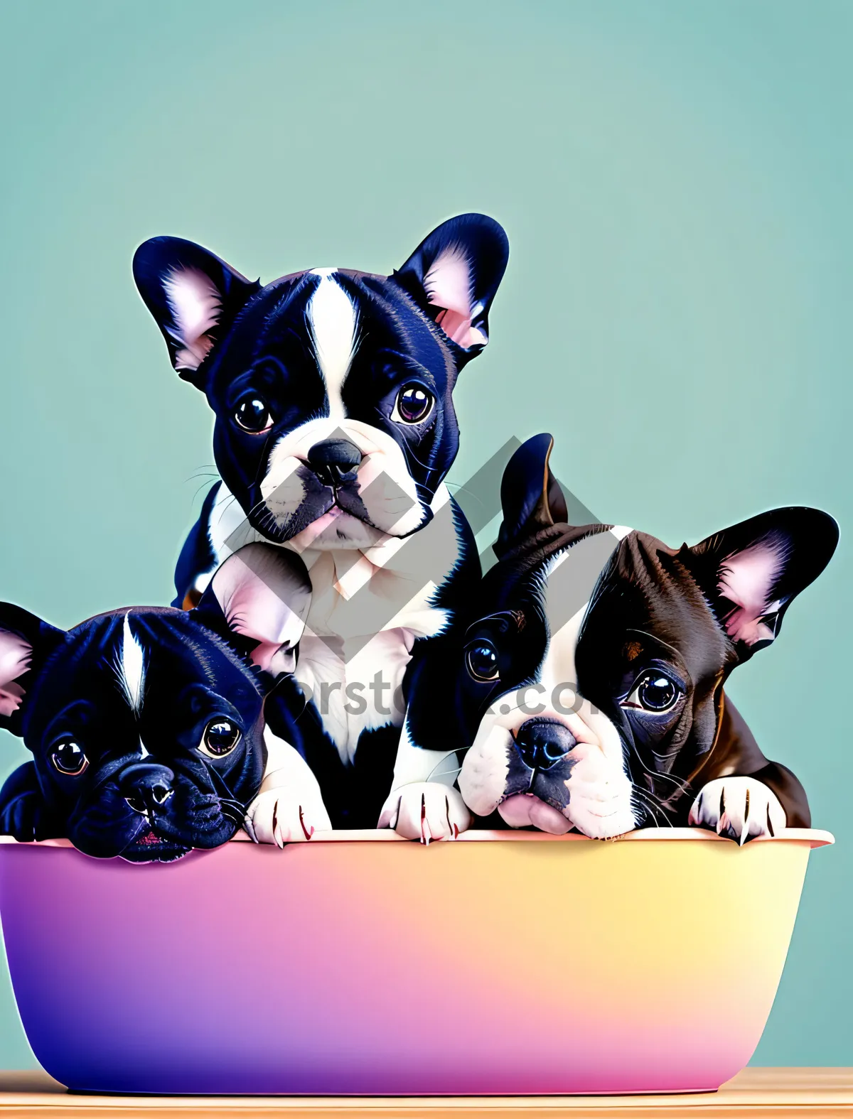Picture of Adorable Bulldog Terrier Puppy with Wrinkles