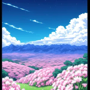 Idyllic Mountain Landscape with Blooming Flowers