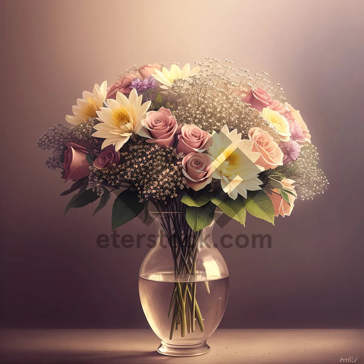 Picture of Exquisite Pink Floral Bouquet in Glass Vase