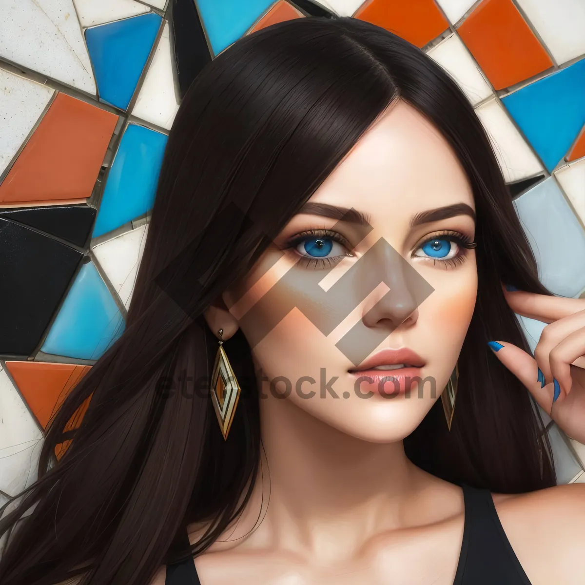 Picture of Sensual fashion model with attractive smile and makeup
