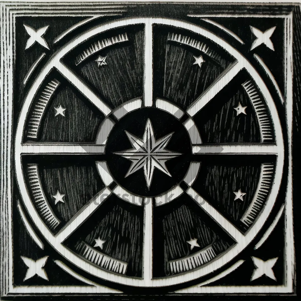 Picture of Antique Wheel Ventilator in Window Framework