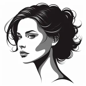 Black Cartoon Haircut Design Graphic Drawing Art