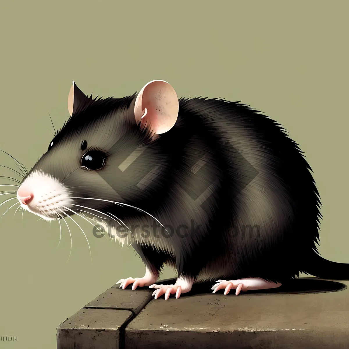 Picture of Cute Domestic Rat with Fluffy Gray Fur