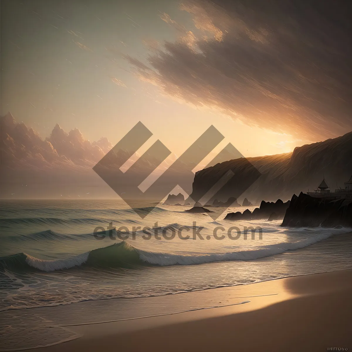 Picture of Serene Coastline Sunset at Water's Edge