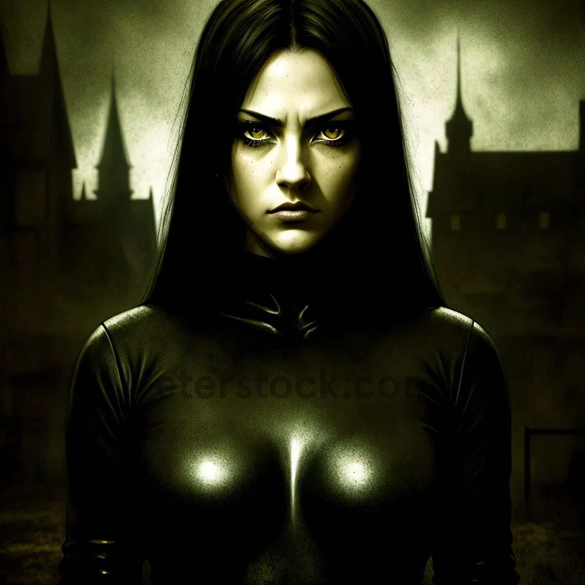 Picture of Dark Sensual Beauty in Black Fashion Mask