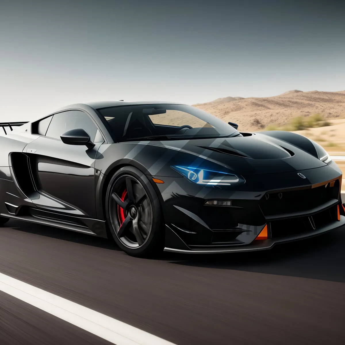 Picture of Speedy Luxury Sports Car on Asphalt Road