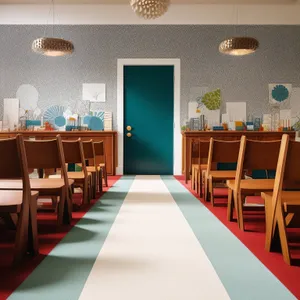 Modern Kitchen with Wood Furniture and Table