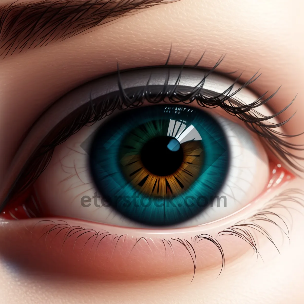 Picture of Close-Up View of Human Eye with Vibrant Iris