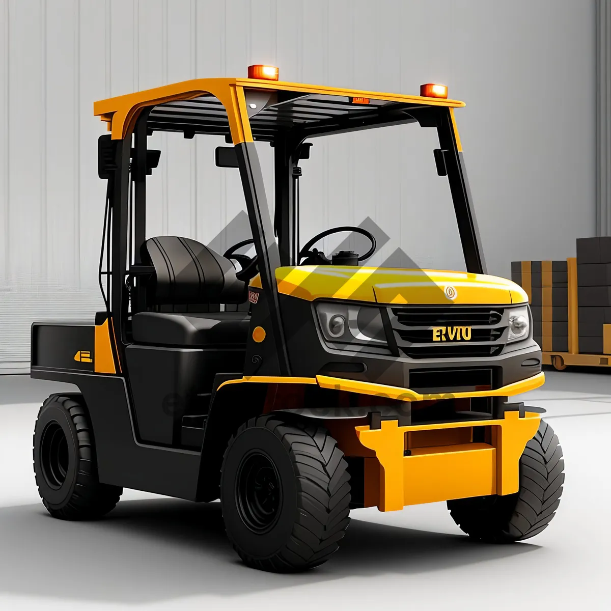 Picture of Yellow Heavy-duty Forklift Truck with Loader Bucket