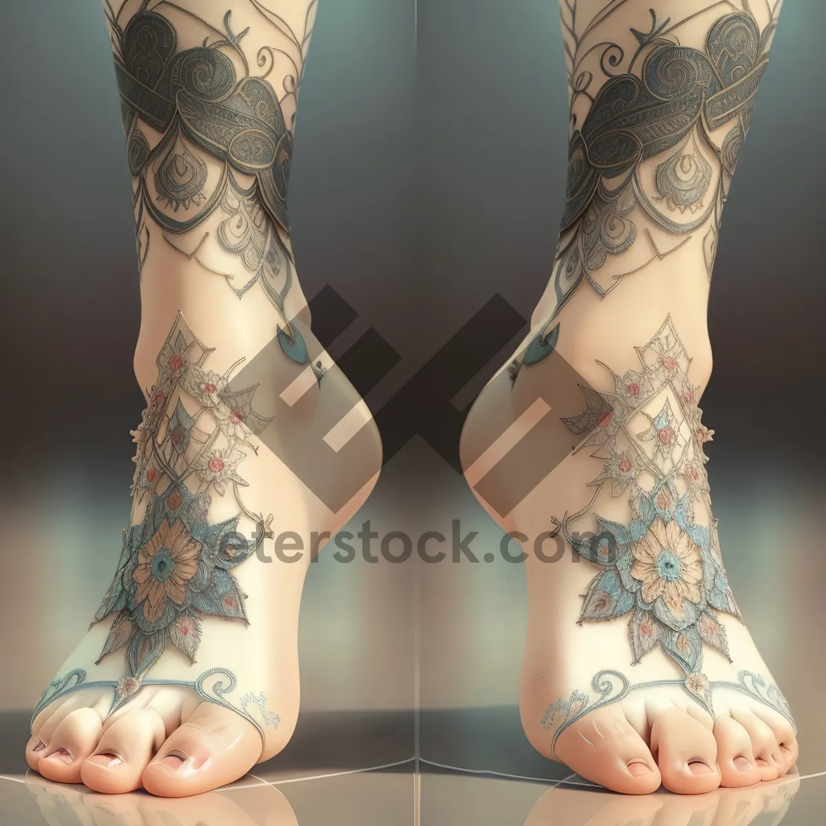 Picture of Stylish Tattoo-Adorned Cowboy Boots with Lace