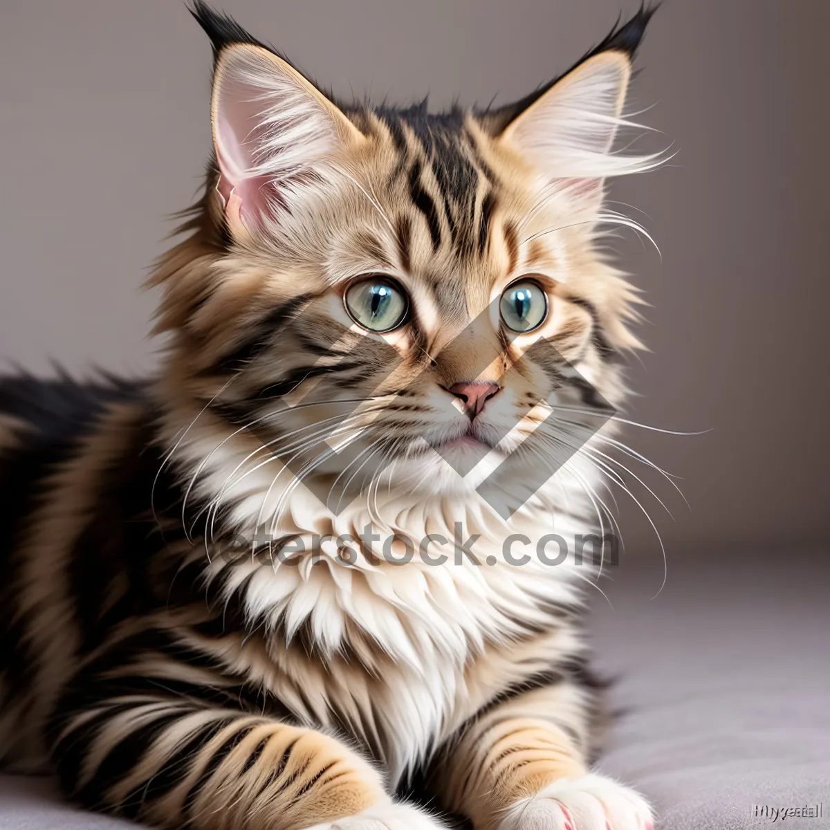 Picture of Charming Tabby Kitten with Playful Curiosity