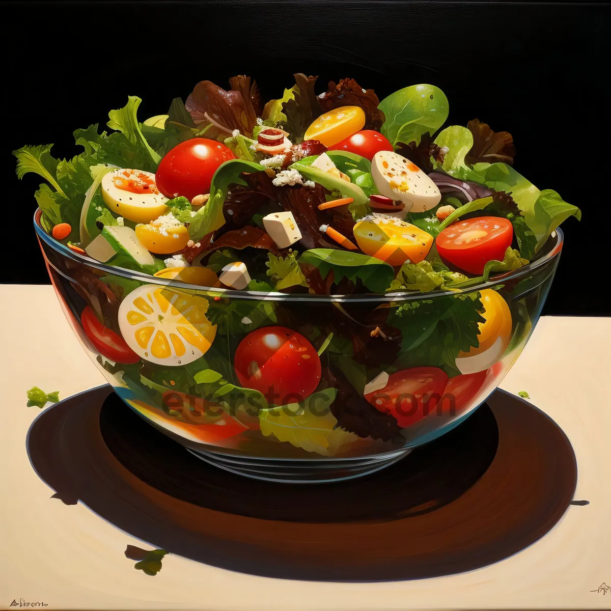 Picture of Fresh Vegetarian Salad with Cherry Tomatoes and Leafy Greens