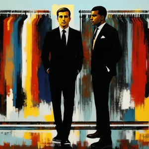 Business team silhouettes in suits working together