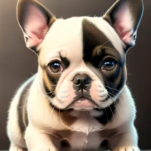 Adorable Wrinkle: Cute Bulldog Puppy Sitting