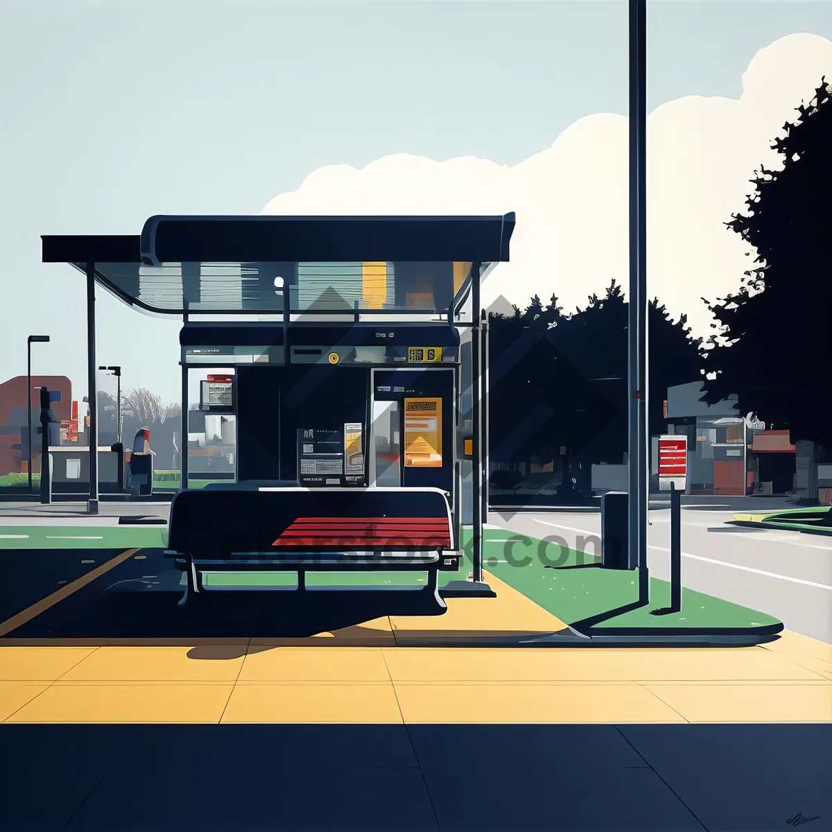 Picture of Gas pump against blue sky on road