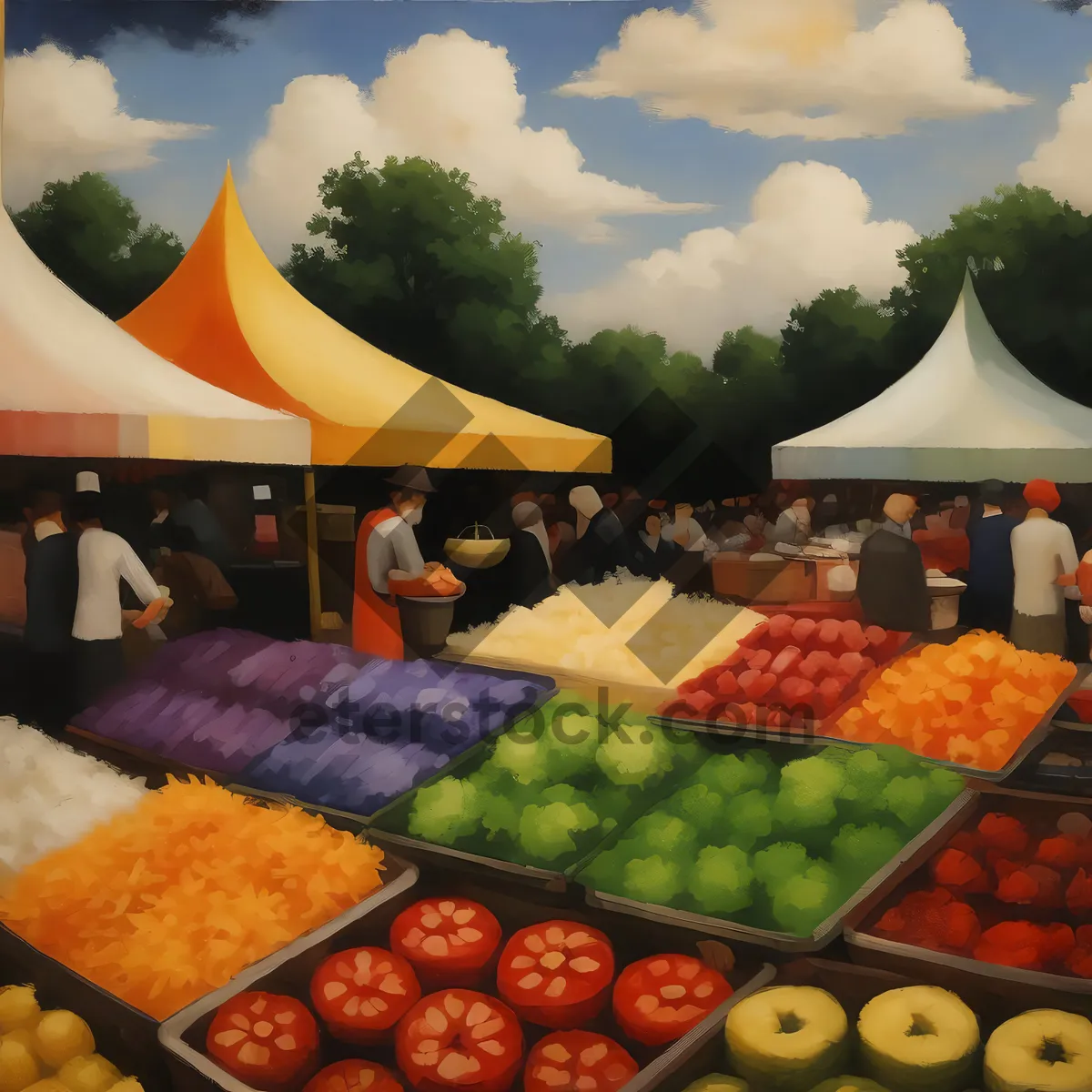 Picture of Fresh Vegetable and Fruit Market Stall Display