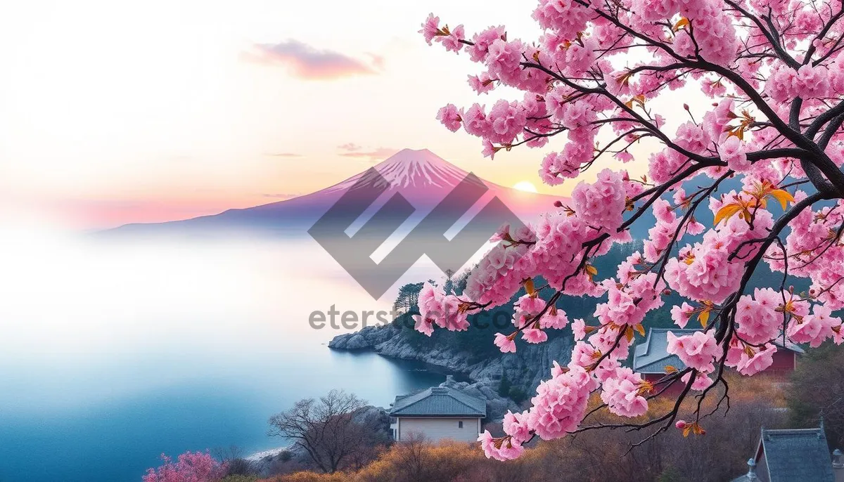 Picture of Pink Cherry Blossoms in Summer Sky Japan Landscape