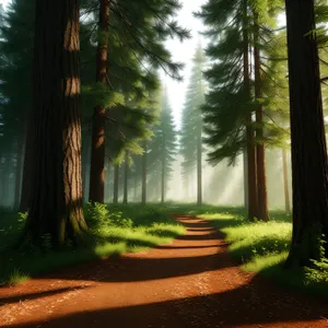 Sun-Kissed Forest Path in Summer