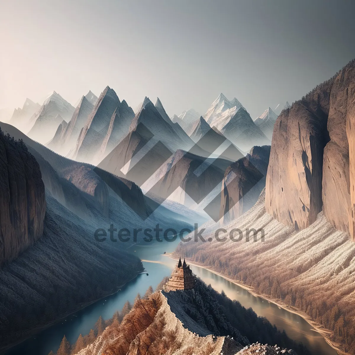 Picture of Grand Canyon National Park Scenic Skyline: Majestic Valley and Rock Barrier